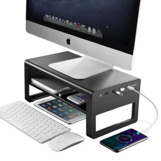 Sleek Desk Organizer Computer Monitor Multifunction Stand with Integrated USB Hub