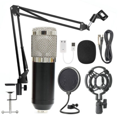 Complete Podcasting Kit with Condenser Mic Shock Mount Pop Filter and Telescoping Mic Boo - Image 9