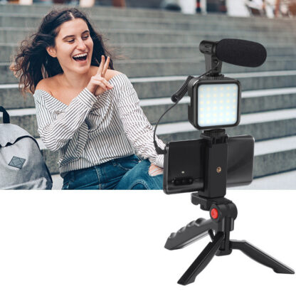 Multi-purpose Selfie Stick Universal Tripod Mount with LED Light and Mic Podcasting TikTok YouTube Vlogging and More - Image 6