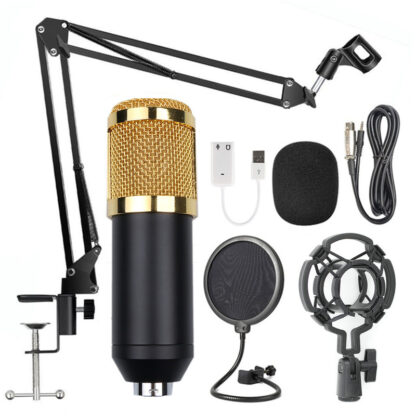 Complete Podcasting Kit with Condenser Mic Shock Mount Pop Filter and Telescoping Mic Boo