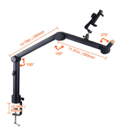 Premium Quality Vevor Microphone Gas Boom Arm With Desk Mount, Rotatable, Adjustable Mic Stand With Adapter Clip for Phones - Image 6